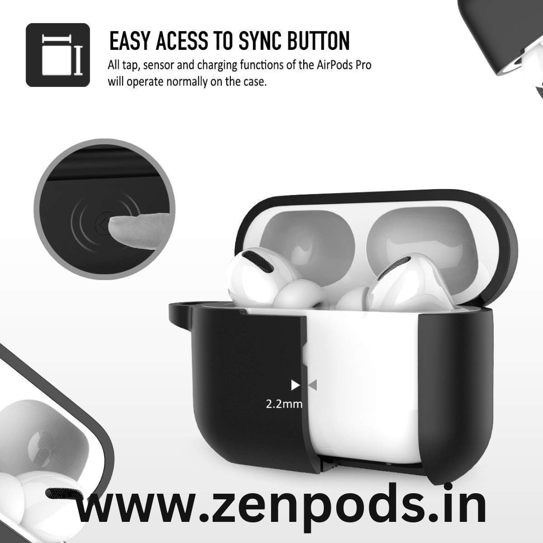 Zen-Case Silicon Cover + Triple Layer Shock Absorbing Protection + Keychain mount for Zenpods Pro 2