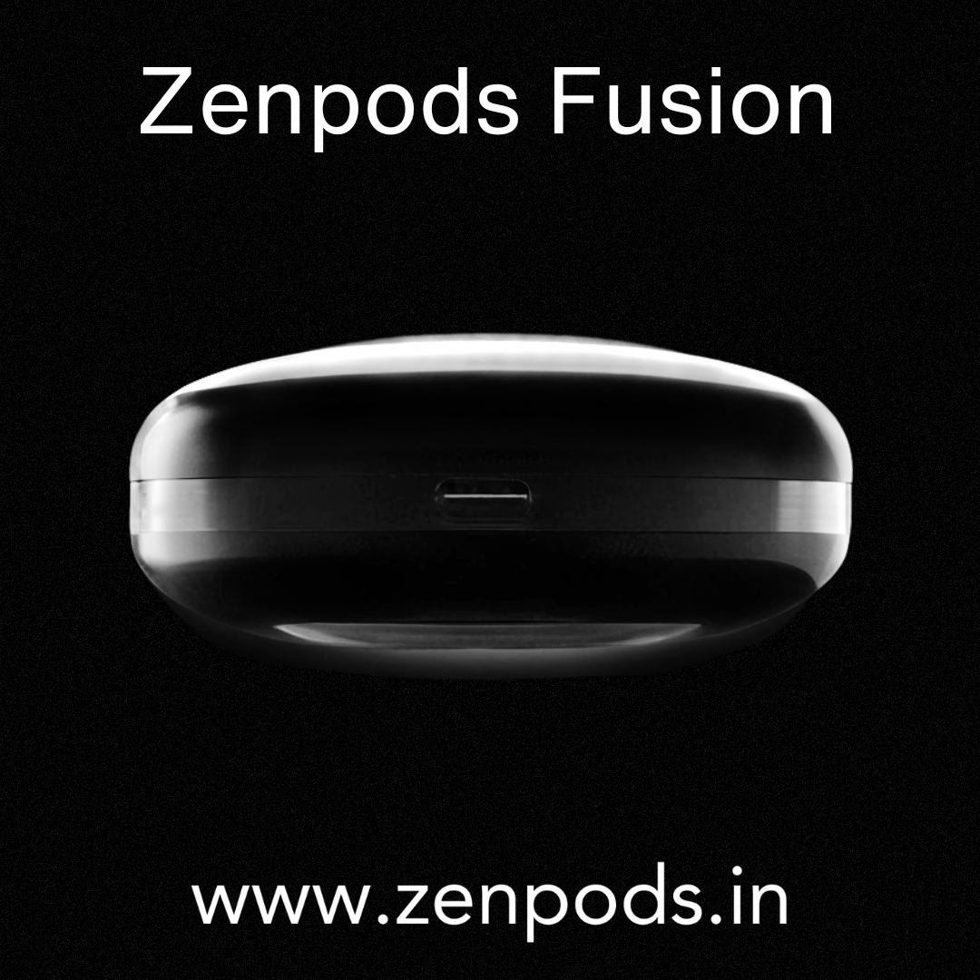 ZenPods Fusion Midnight Black - High Bass 13mm Drivers + 40Hrs Long Battery + Super-Low Latency Game Mode- IPX4 Water & Sweat Resistance