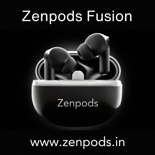 ZenPods Fusion Midnight Black - High Bass 13mm Drivers + 40Hrs Long Battery + Super-Low Latency Game Mode- IPX4 Water & Sweat Resistance